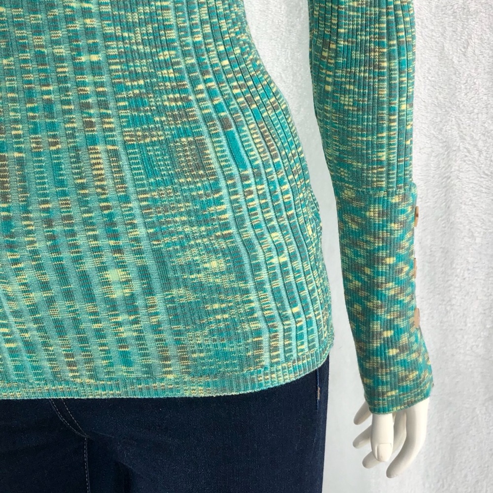 Anthropologie Ribbed Turtleneck Button Sleeve S - image 3